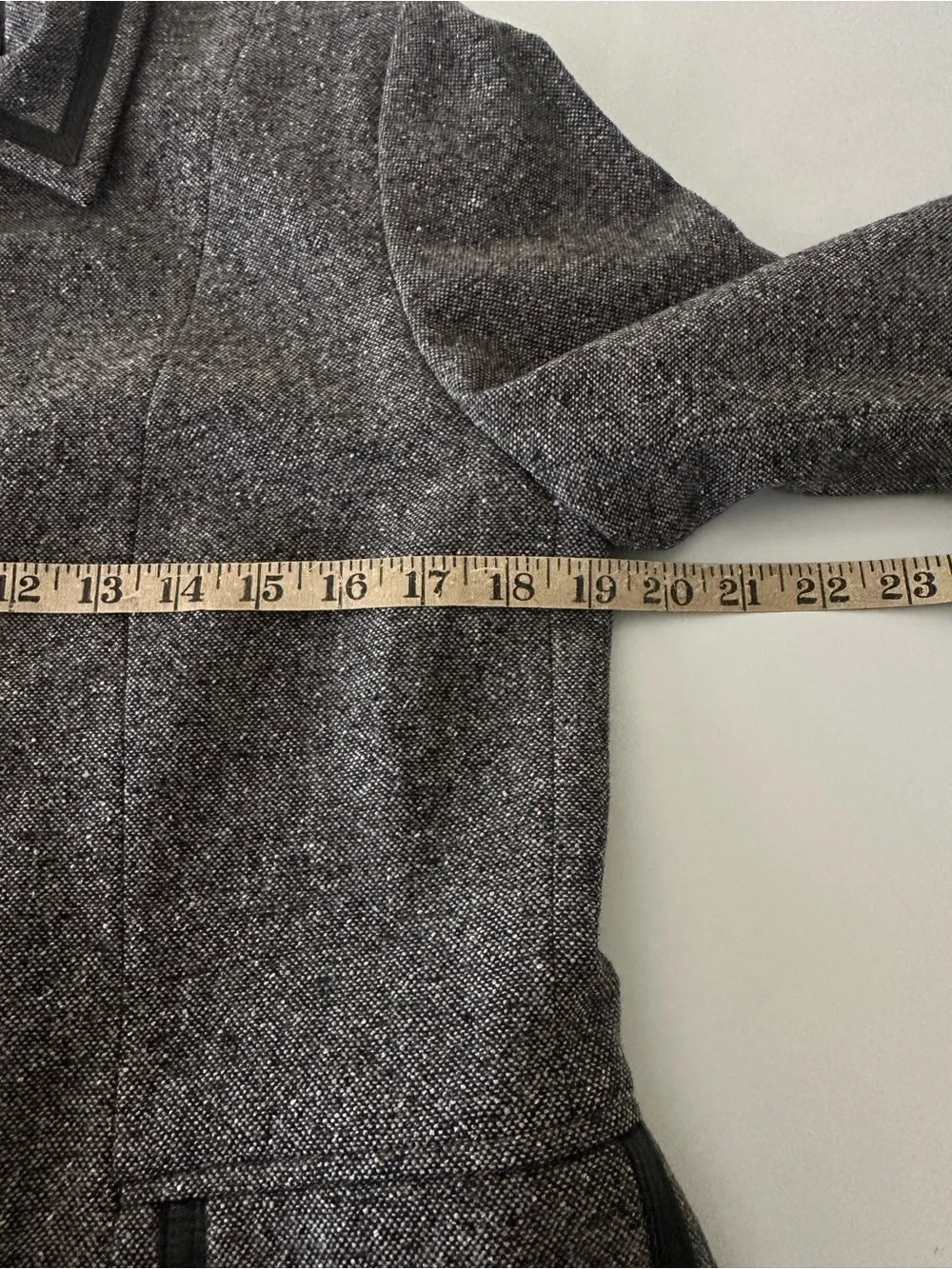 Pendleton Wool Silk Leather Trim Blazer Jacket Size 8 Black White Tweed - Picture 12 of 15